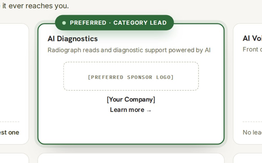 The AI Diagnostics card in the vendor directory with a Preferred sponsor logo